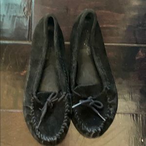Minnetonka black suede flats